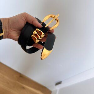 Elegant Black and Gold Women's Belt